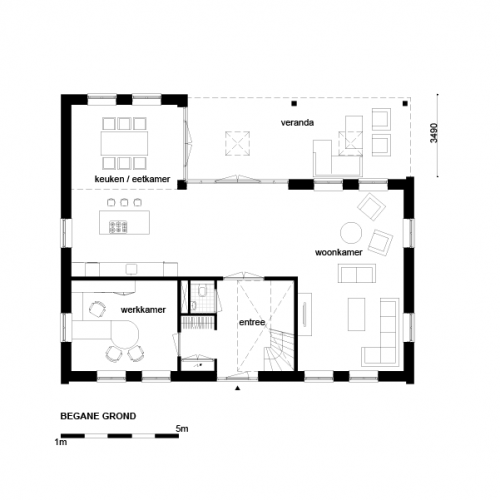Veranda in combinatie met een uitbouw